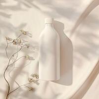 Bottle cosmetic blank design packaging mockup, minimal background photo