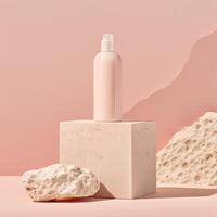 Bottle cosmetic blank design packaging mockup, minimal background photo