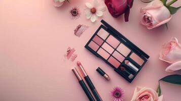 Make up set cosmetics, minimal background photo