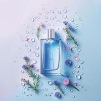 Simple perfume packaging mockup, minimalist background photo