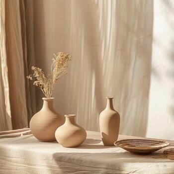 pampa en un arcilla florero, boho interior foto