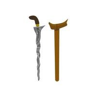 keris traditional weapon from indonesia in flat design illustration isolated on white background. Traditional Weapon From Central Java, East Java, Yogyakarta, Indonesia. vector