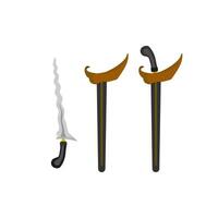 keris traditional weapon from indonesia in flat design illustration isolated on white background. Traditional Weapon From Central Java, East Java, Yogyakarta, Indonesia. vector