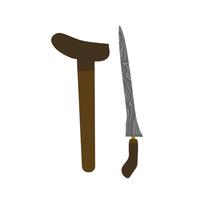 keris traditional weapon from indonesia in flat design illustration isolated on white background. Traditional Weapon From Central Java, East Java, Yogyakarta, Indonesia. vector