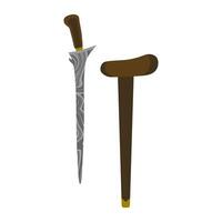 keris traditional weapon from indonesia in flat design illustration isolated on white background. Traditional Weapon From Central Java, East Java, Yogyakarta, Indonesia. vector