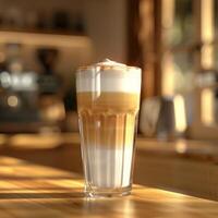 A beautiful coffee placed on a table photo