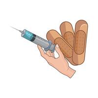 illustration of syringe with bandage vector