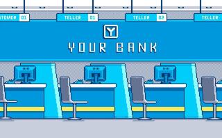 Pixel art illustration Inside Bank Background. Pixelated Bank Background. Fashion Finance Bank Background pixelated for the pixel art game and icon for website and game. old school retro. vector