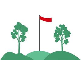 Indonesian Flag with Tree and House vector
