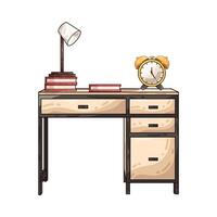 Illustration of clock on the table vector