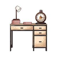Illustration of clock on the table vector