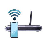 Illustration of wifi router and smartphone vector