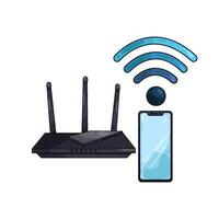 Illustration of wifi router and smartphone vector