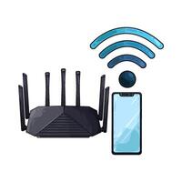 Illustration of wifi router and smartphone vector