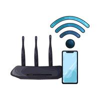 Illustration of wifi router and smartphone vector