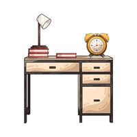 Illustration of clock on the table vector