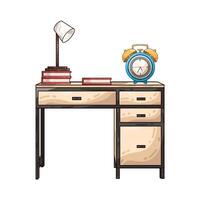 Illustration of clock on the table vector