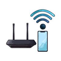 Illustration of wifi router and smartphone vector