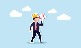 Big boss CEO, chief executive officer, employer, leader, or manager with authoritative management, concept of A furious businessman boss shouts through a megaphone while directing vector