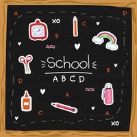Back to school on blackboard background. vector