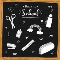 Back to school on blackboard background. vector