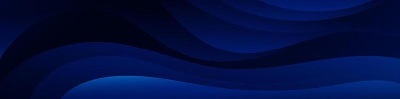 Abstract gradient wave banner featuring a captivating array of waves in a harmonious dark blue gradient, ideal for creating eye catching headers, promotional banners, vector
