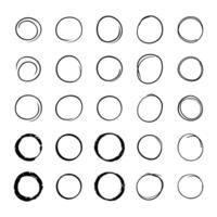 Super set of circles lines sketch hand drawn. Doodle circles for design elements vector