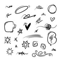 Hand drawn collection of diamonds, paper boats, paper boats, question marks, check marks and more. vector