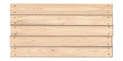 Blank signboard isolated made from cut timber panels and held together with brass rivets graphic illustrated. Nameplate wooden whitewashed texture pattern. vector