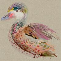 Pastel Mandarin duck surrelism overlap transparent with risograph effect graphic illustrated. vector