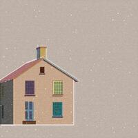 Colorful country house geometric shapes transparency illustrations with risograph effect on old paper have blank space. vector