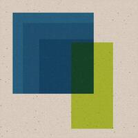 Vivid square and rectangle shapes transparency overlap illustrations with risograph effect on old paper background. vector