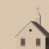 Monochromatic church geometric shapes transparency illustrations with risograph effect on old paper background have blank space. vector