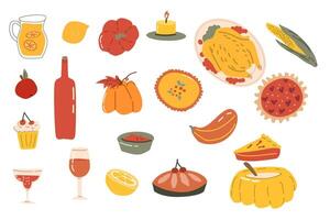 Autumn fall thanksgiving elements set with harvest icons vector