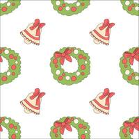 Happy new year pattern with y2k elements. Groovy characters background vector
