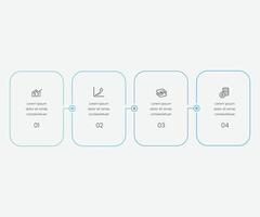 Business infographic thin line process with square template. Illustration. Timeline processes with 4 options, steps or parts. pro elements vector