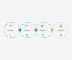 Timeline infographic design elements. Business concept with 4 steps, options, circles. Can be used for workflow layout, diagram, annual report or presentation. pro illustration. vector