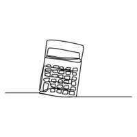 flat continuous line calculator logo design vector