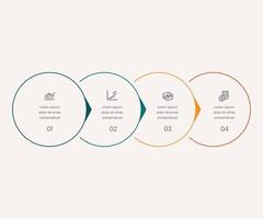 Thin line minimal Infographic design template with icons and 4 options or steps. Can be used for process diagram, presentations, workflow layout, banner, flow chart, info graph pro design vector