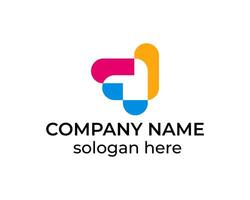 Abstract colorful M logo design template for company vector