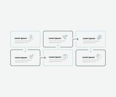 Infographic template with six elements with place for your text and icons, workflow, process chart, steps or options pro elements vector