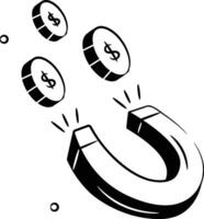 Physics magnet icon in flat style, scalable of attraction vector