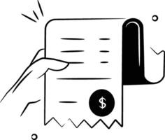 Dollar coin with page denoting concept icon of receipt, bill doodle design vector
