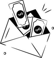 Dollar inside envelope with dollar denoting financial mail concept icon vector