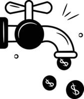 Dollar faucet design id doodle style vector
