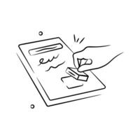 Stamp on document showing concept icon of contract, agreement document, terms, policies vector