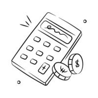 Calculator with coins denoting accounting concept , money calculation icon vector