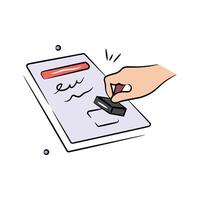 Stamp on document showing concept icon of contract, agreement document, terms, policies vector