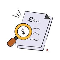 Magnifying glass with dollar, search for financial resources, business search, financial search design vector
