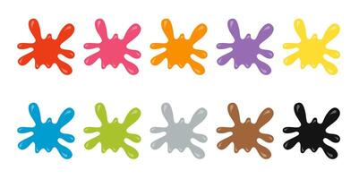illustration of cartoon paint blobs. Paint splashes of different colors. vector